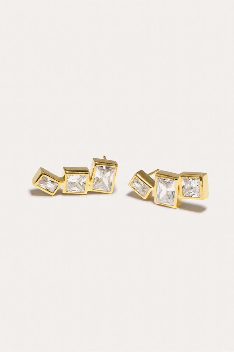 How to Get a Low Score at Tetris - Zirconia and Recycled Gold Vermeil Earrings