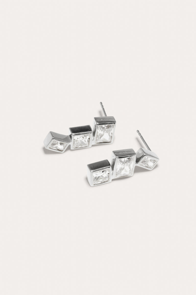 How to Get a Low Score at Tetris - Cubic Zirconia and Recycled Silver Earrings