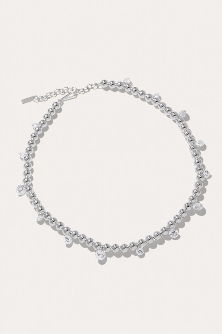 Every Cloud Has A Silver Lining - Zirconia and Sterling Silver Necklace