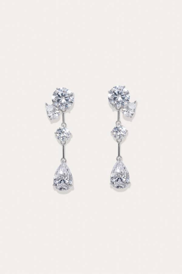 Les Torrents qui Coulent Sous la Glace - Boucles d'Oreilles en Zircon et Argent Recyclé