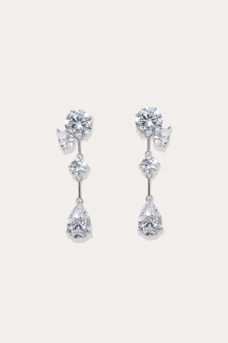 Les Torrents qui Coulent Sous la Glace - Boucles d'Oreilles en Zircon et Argent Recyclé