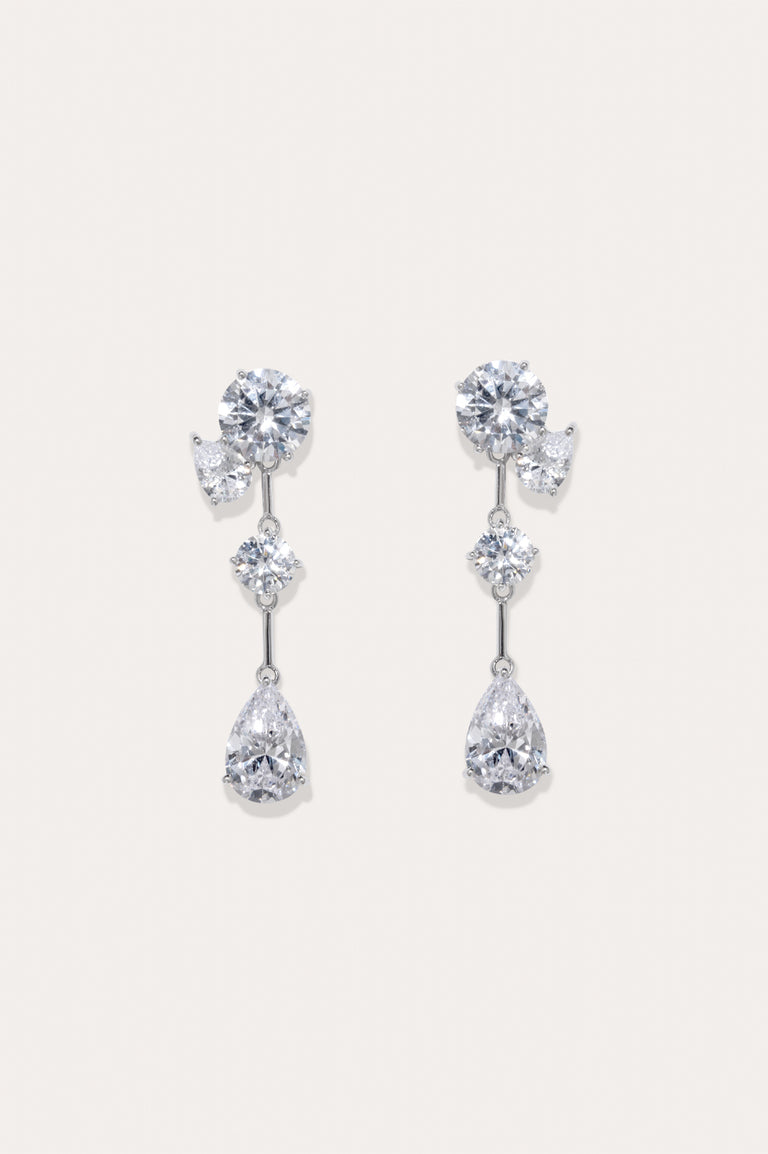 The Torrents That Flow Under The Ice - Zirconia and Recycled Silver Earrings