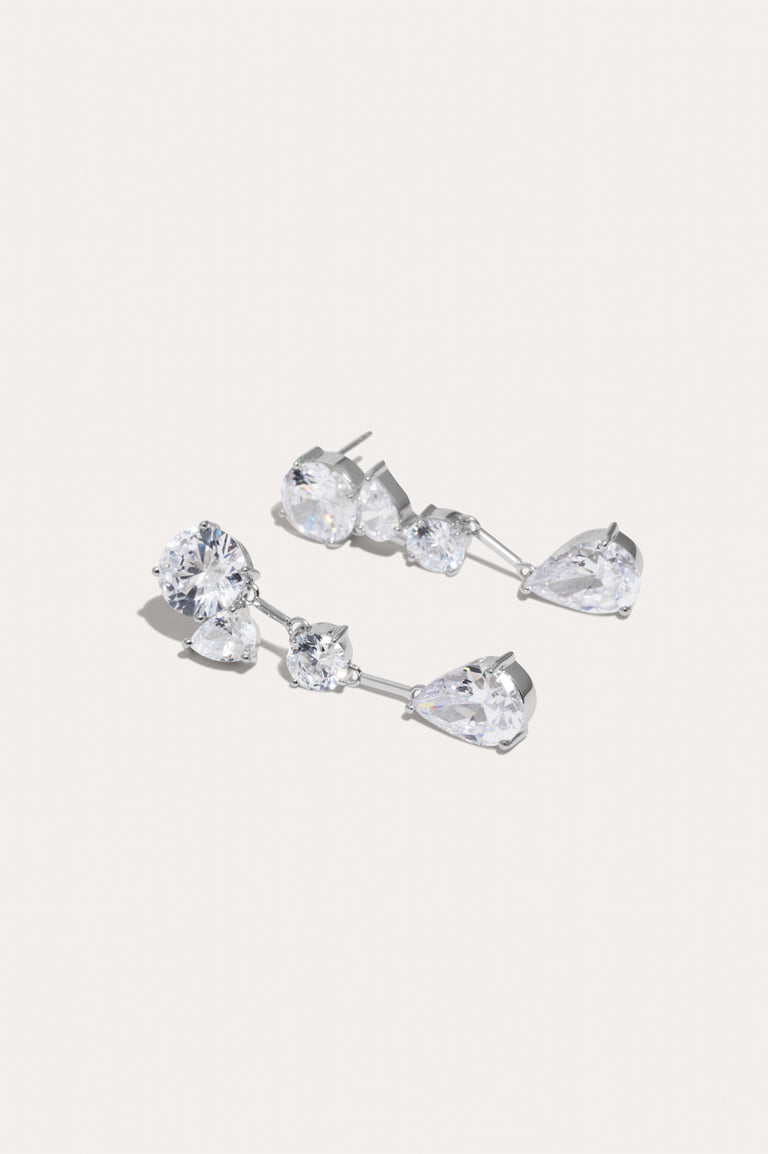 The Torrents That Flow Under The Ice - Zirconia and Recycled Silver Earrings