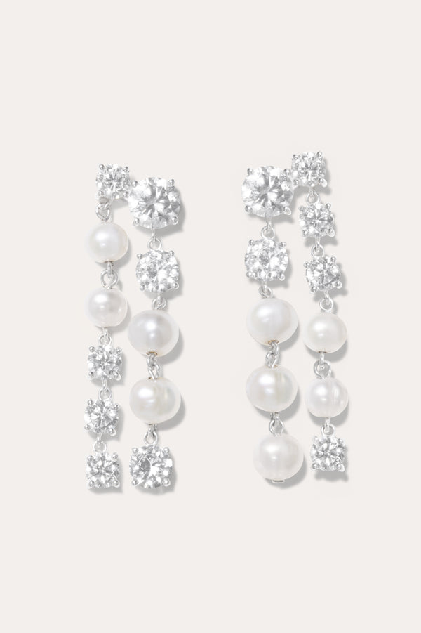 À la recherche du temps perdu - Boucles d'oreilles en argent perle et zirconium