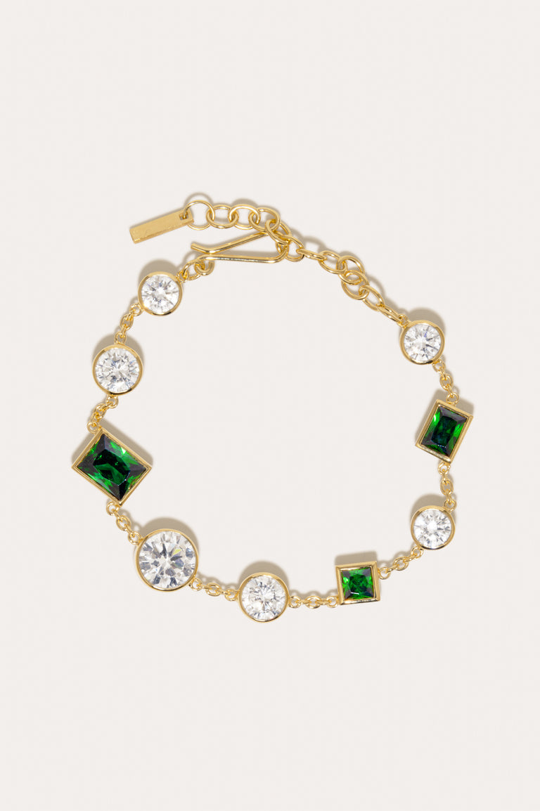 The Mysterious Connection - Emerald Zirconia and Recycled Gold Vermeil Bracelet
