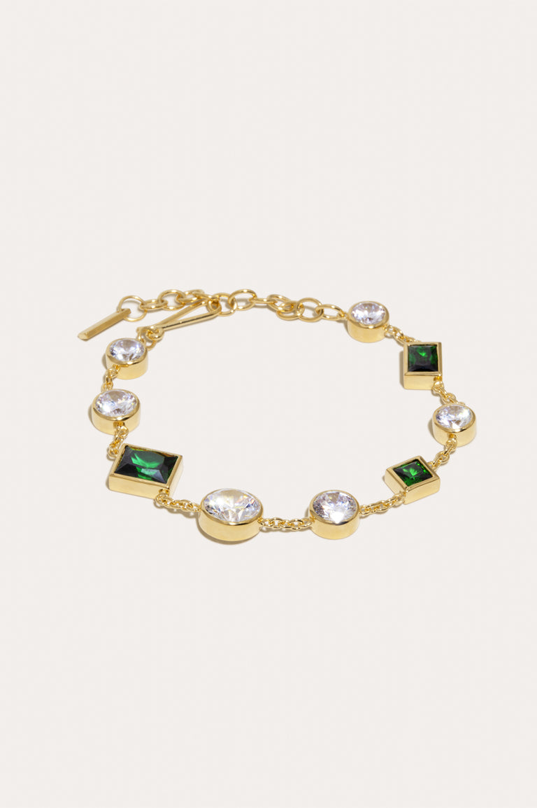 The Mysterious Connection - Emerald Zirconia and Recycled Gold Vermeil Bracelet
