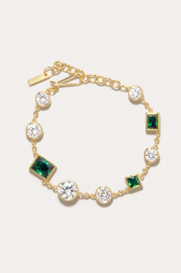 Le Mystérieux Lien - Bracelet en Zirconium Émeraude et Vermeil en Or Recyclé