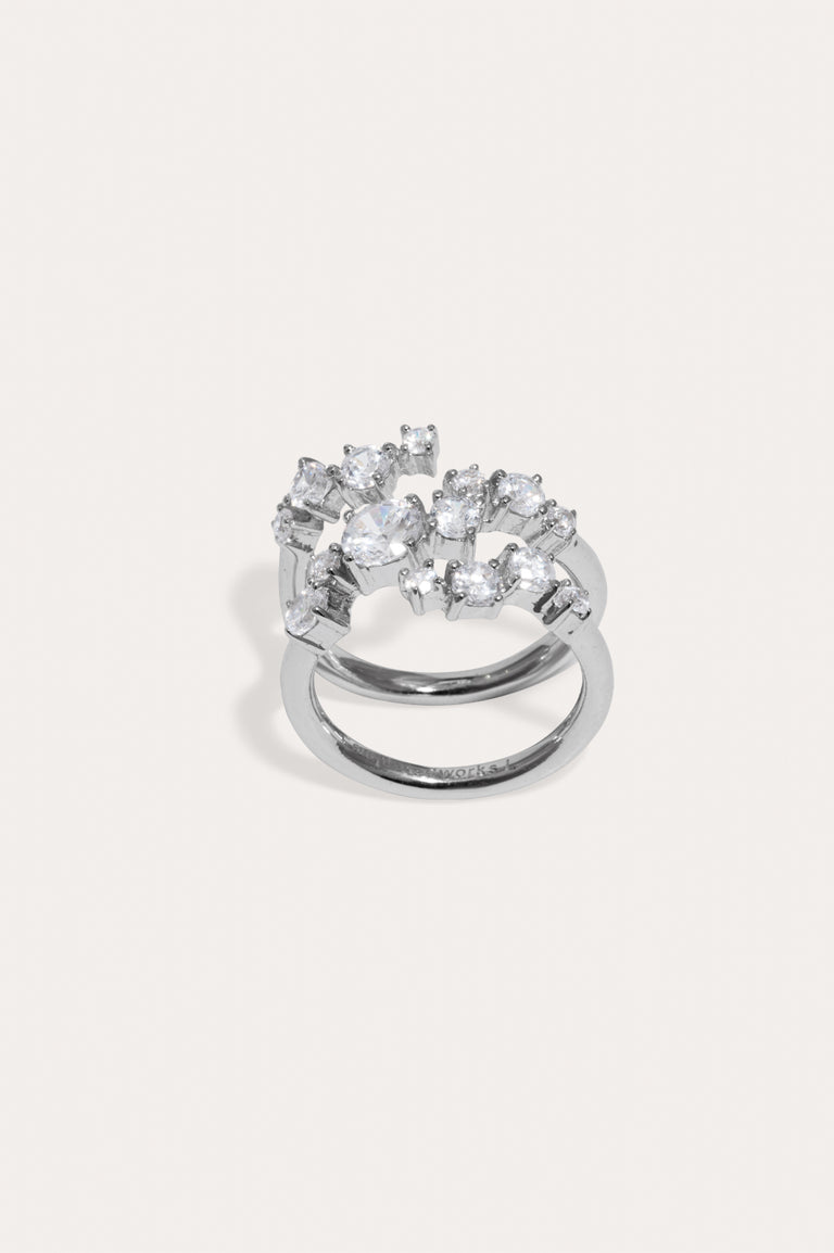 Time Is Layered In Ice - Zirconia and Recycled Silver Ring