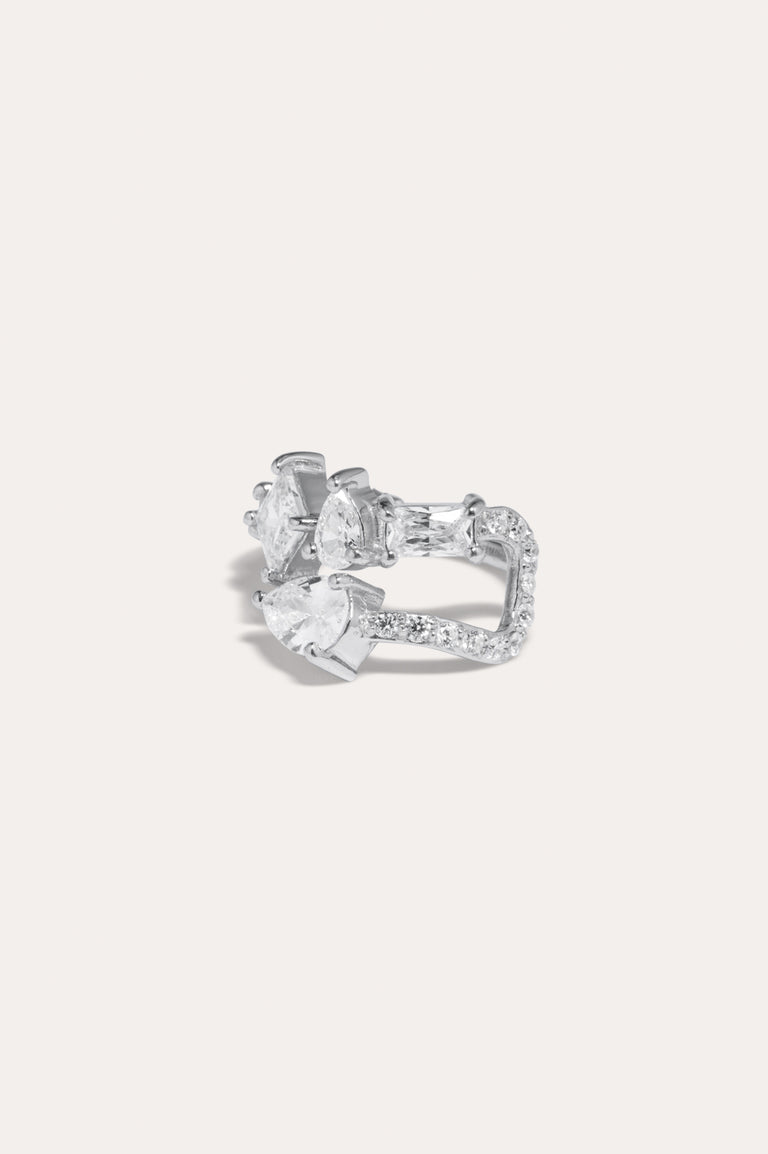 Dropping Light - Zirconia and Recycled Silver Ear Cuff