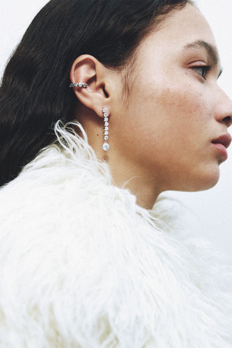 Multipliez zéro par zéro et vous obtenez zéro - Boucles d'oreilles en argent recyclé perle et zircone