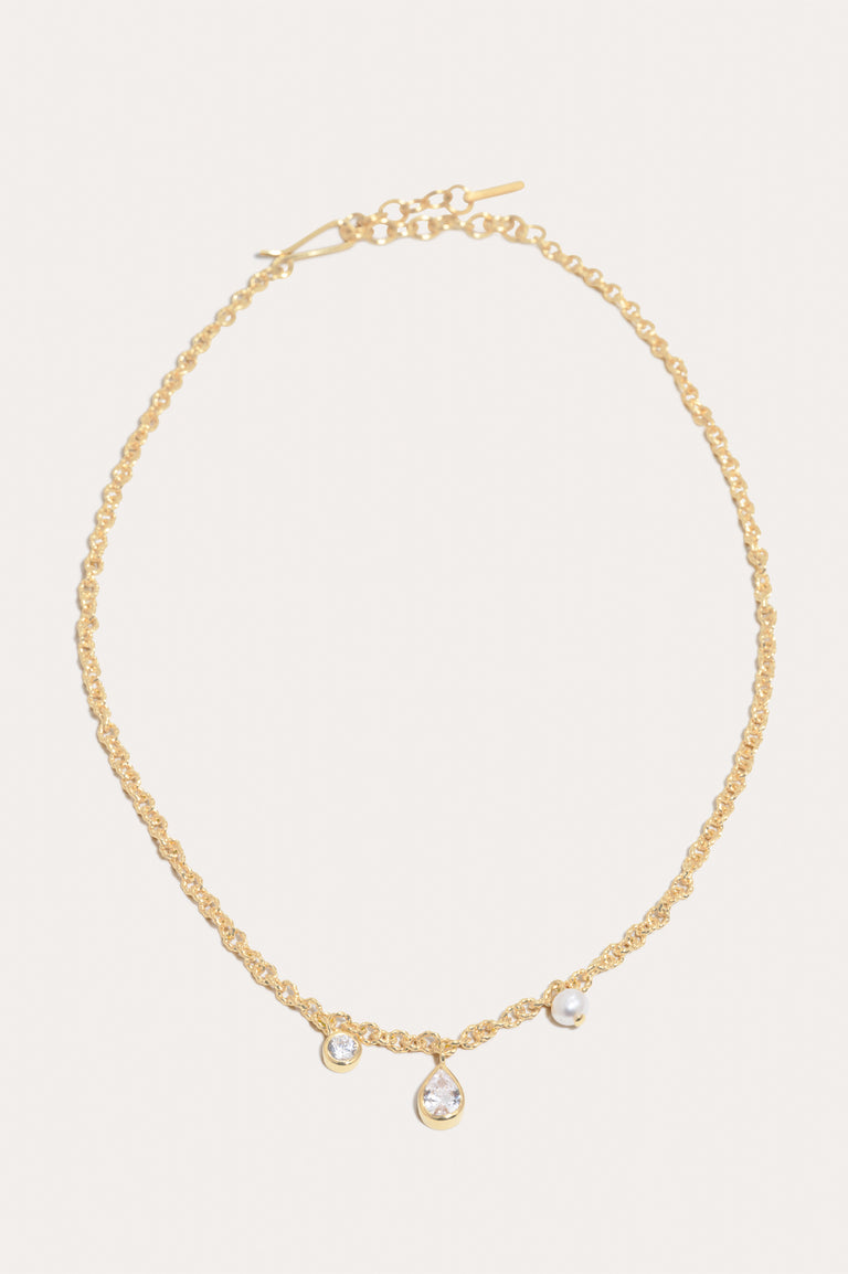 Z76 - Collier en Vermeil Or Recyclé avec Perles et Zircons