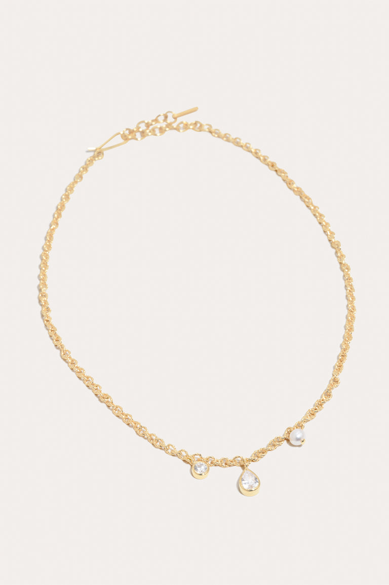 Z76 - Pearl and Zirconia Recycled Gold Vermeil Necklace