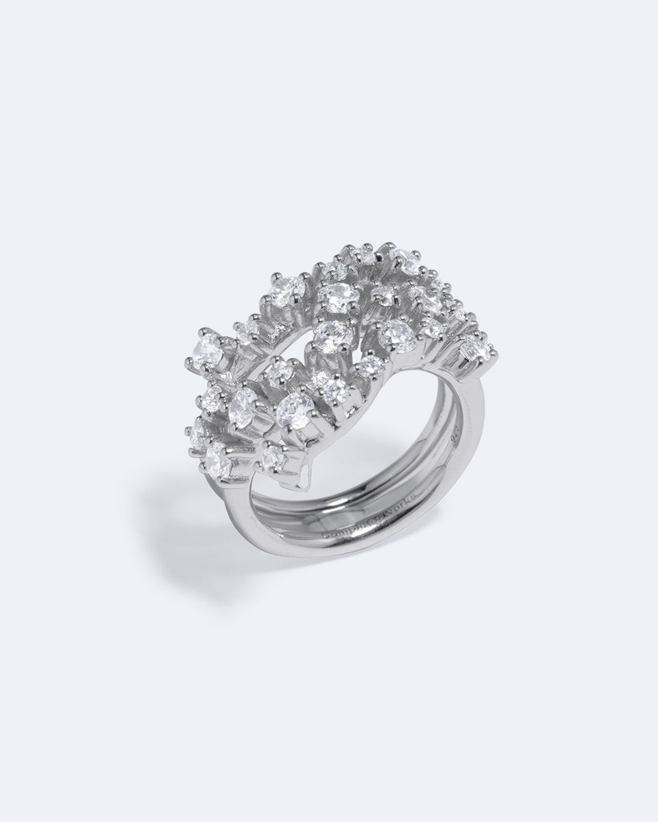 Goutte de lumière - Bague en zirconium et argent recyclé