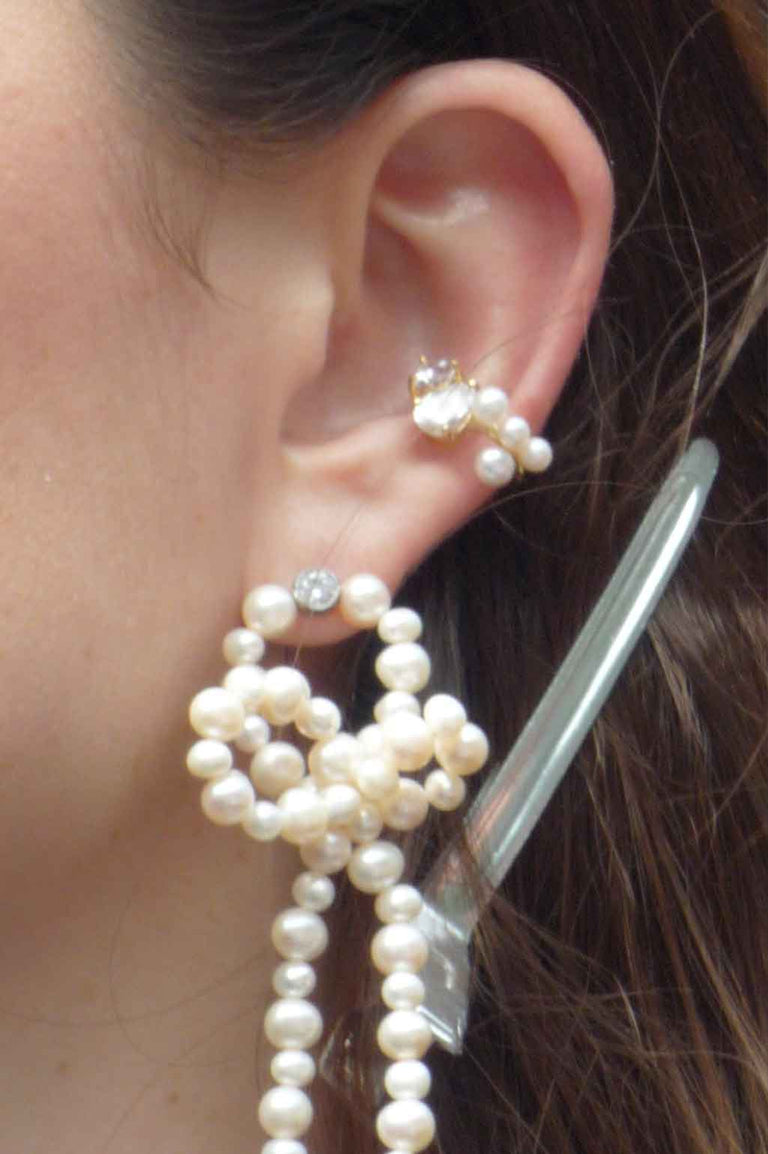 Chasing Shadows - Pearl and Zirconia Recycled Gold Vermeil Ear Cuff