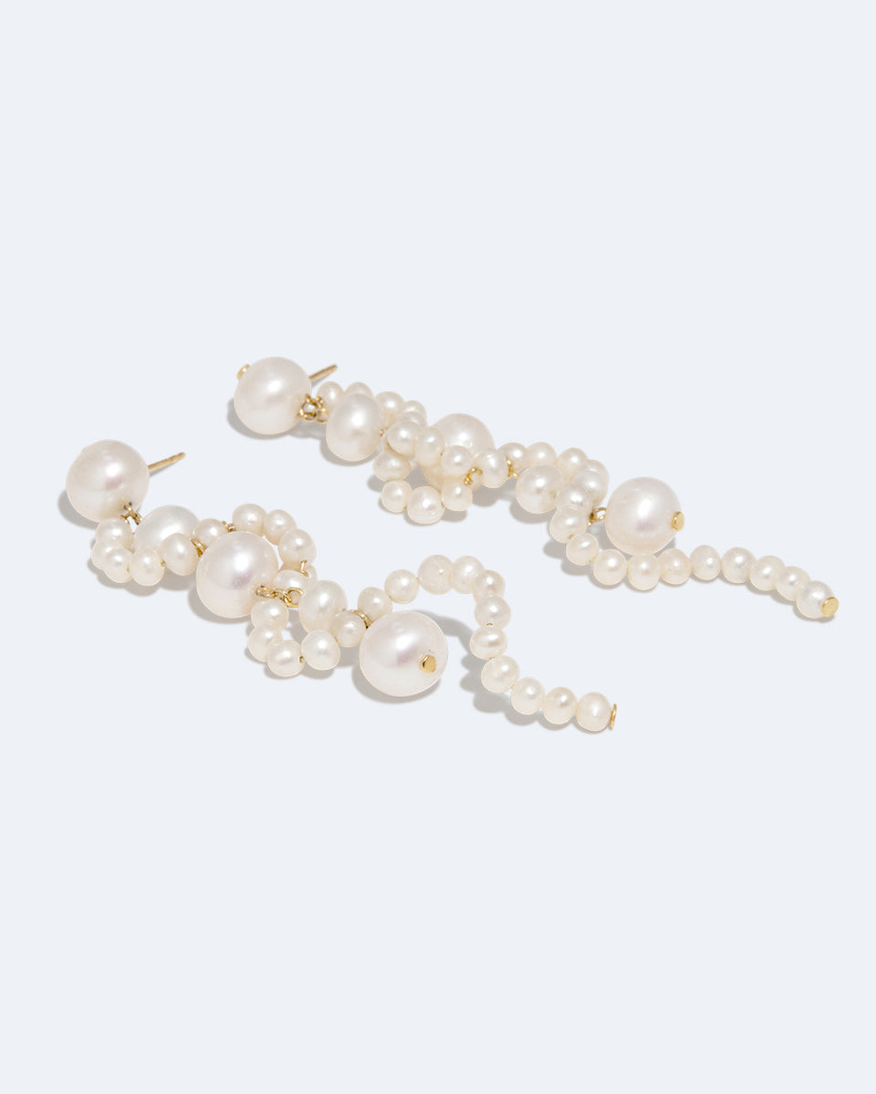 The Mist - Boucles d'oreilles en Vermeil Or Recyclé et Perles