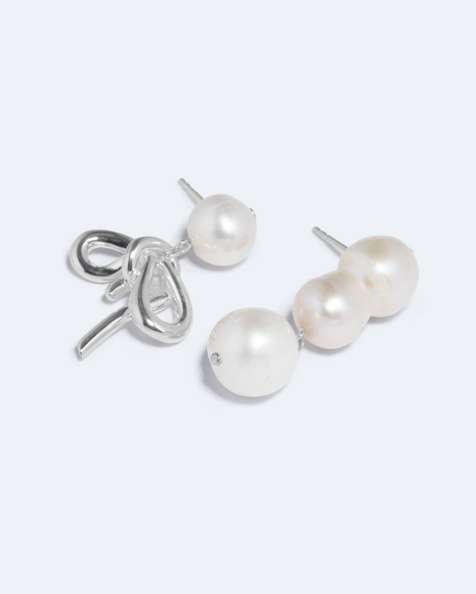 Once in a Blue Moon - Pearl and Recycled Silver Earrings