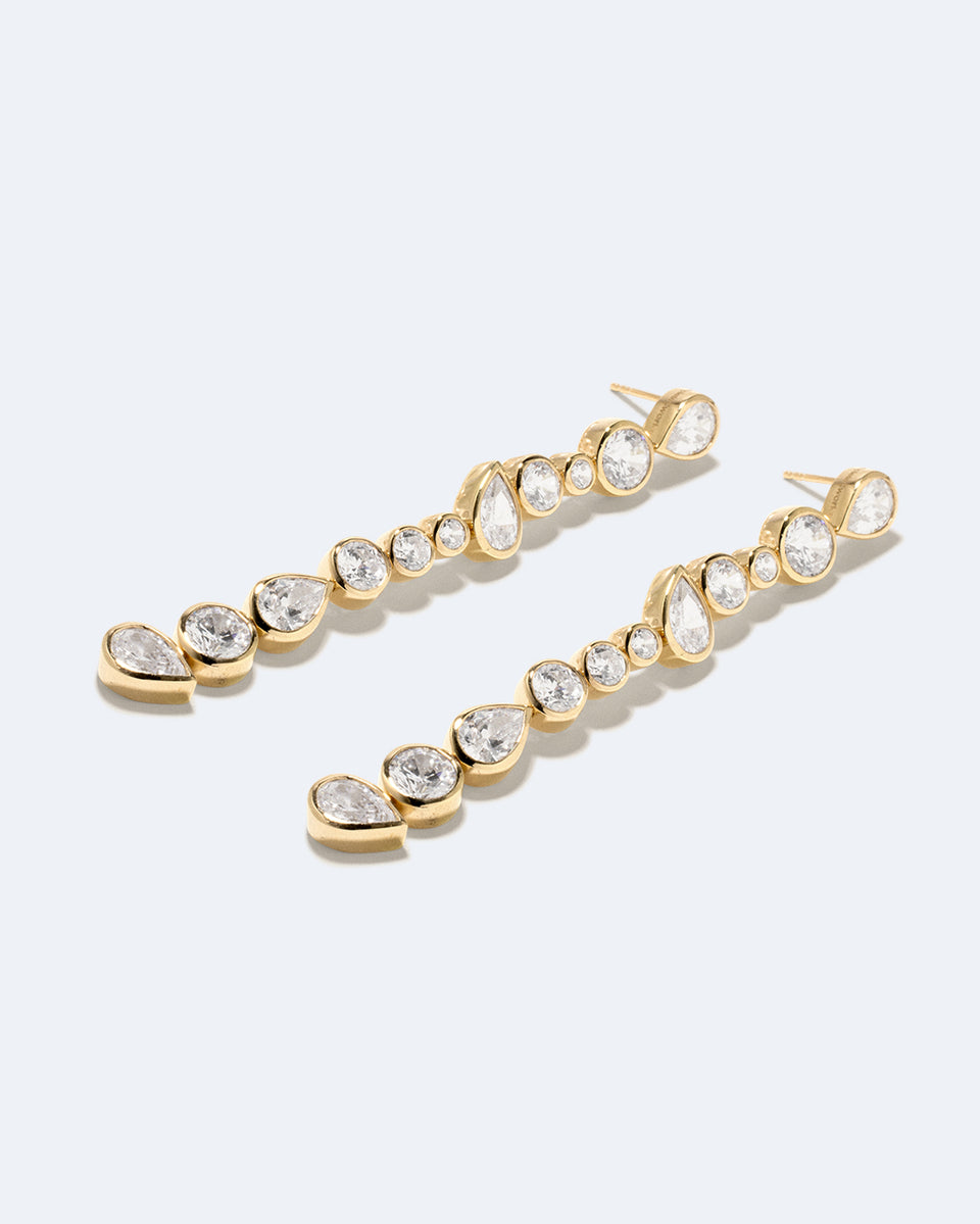 Glitch - Zirconia and Recycled Gold Vermeil Earrings
