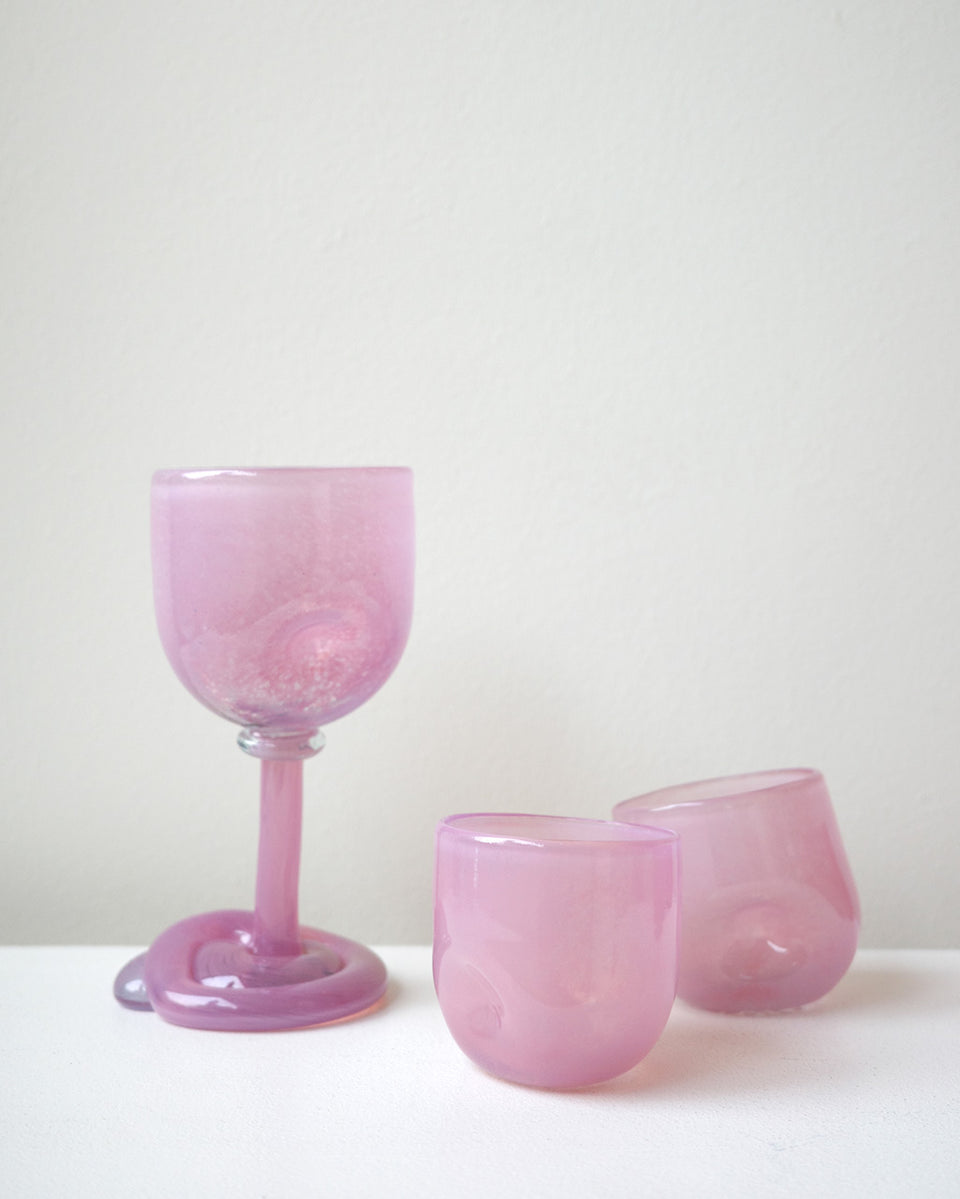 Thaw - Set of 2 Recycled Glass Dimple Cup in Pink