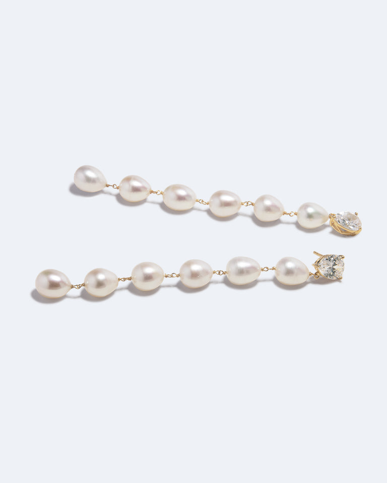 P233 - Boucles d'oreilles en Vermeil Or, Perle et Zircone Recyclés