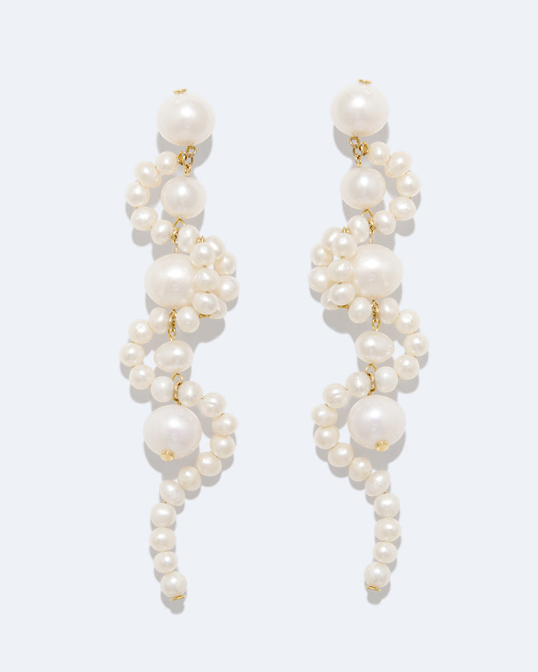 The Mist - Boucles d'oreilles en Vermeil Or Recyclé et Perles