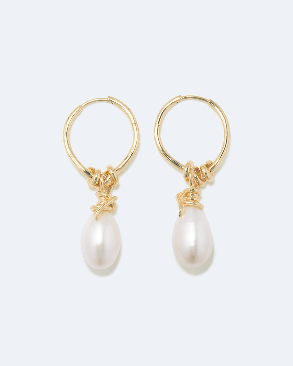 P237 - Boucles d'oreilles perle et vermeil en or recyclé