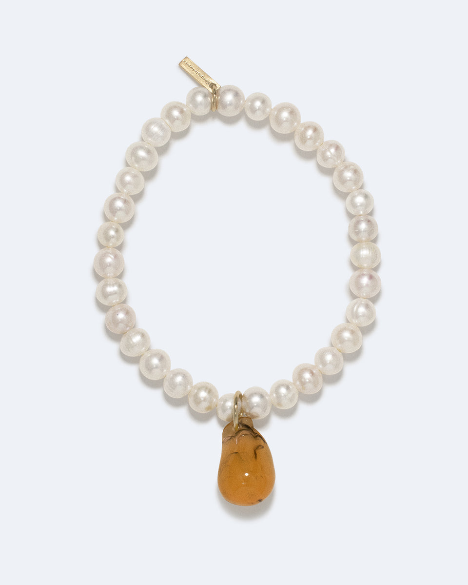 P112 - Bracelet en Vermeil d'Or Recyclé avec Perles et Résine Bio Écaille de Tortue