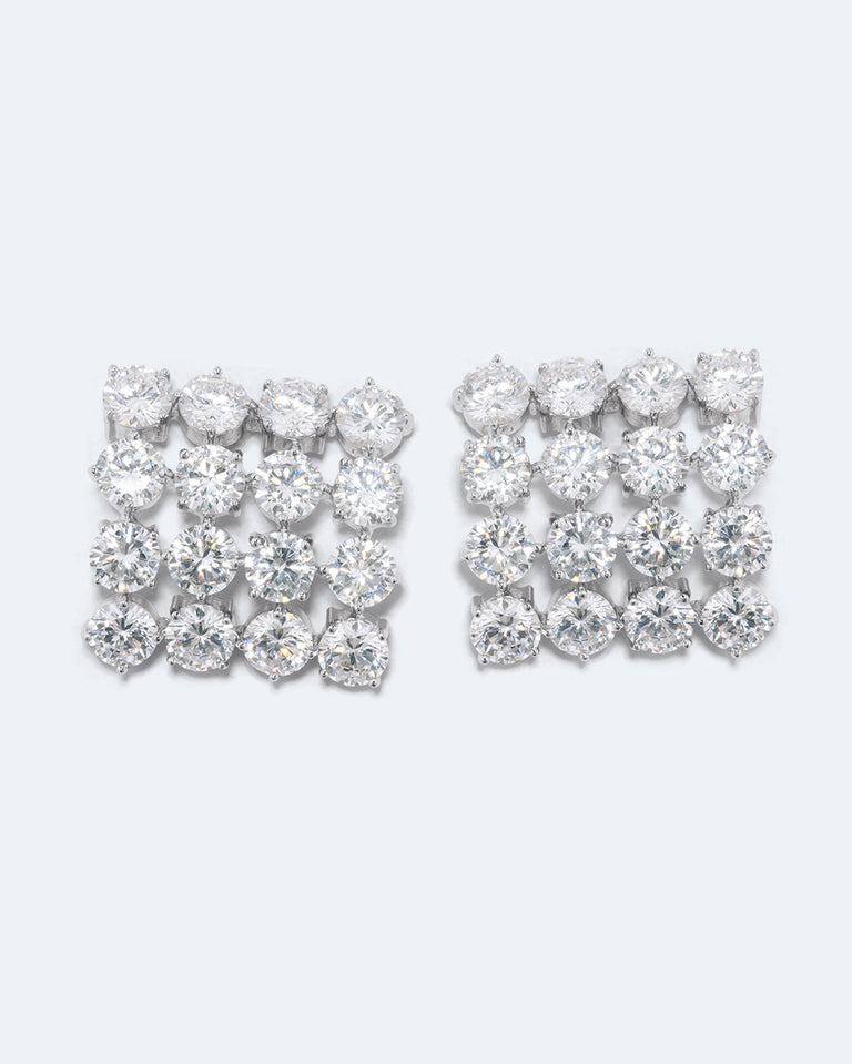 Juggernaut - Zirconia and Silver Plated Earrings
