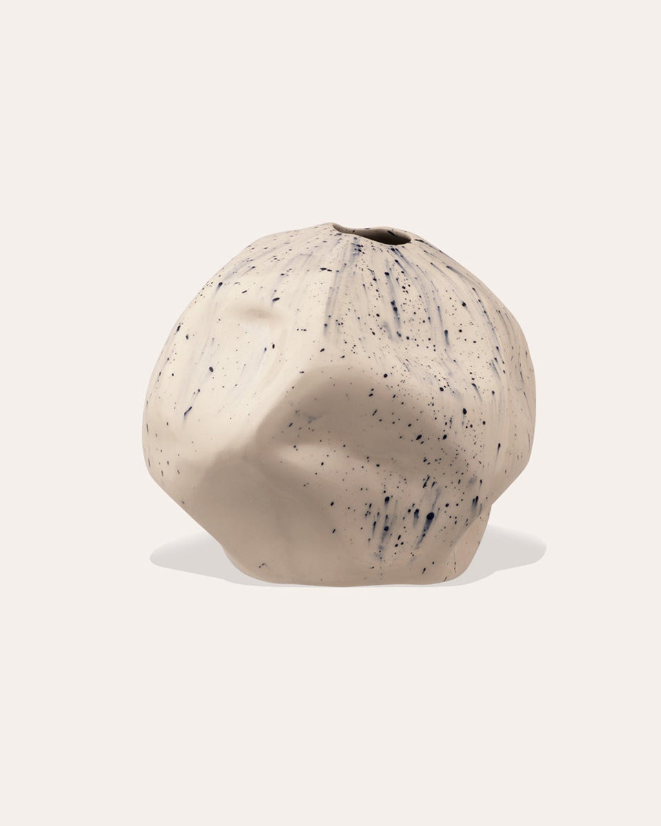 Silence of the Sea - Large Vessel in Gloss White w/ Blue Splashes