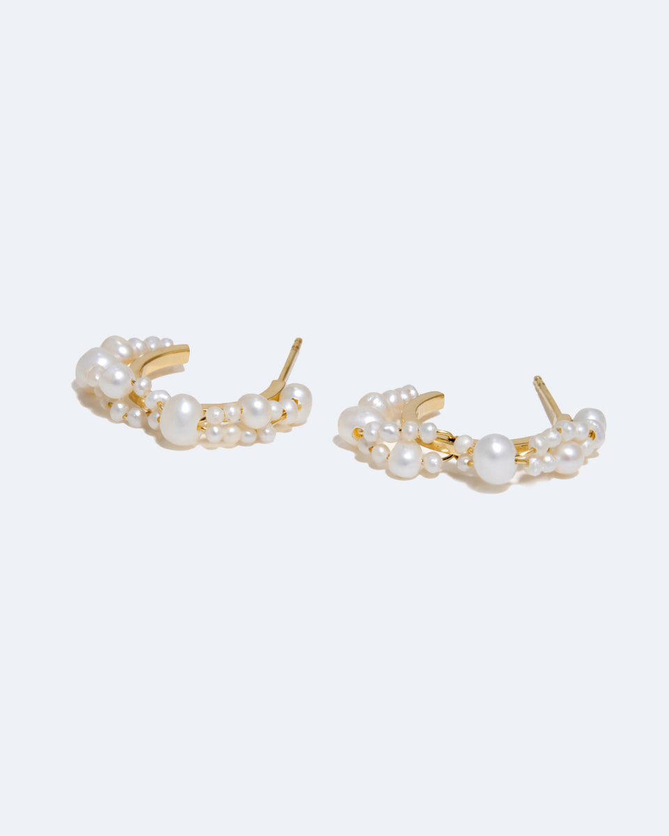 Stratus - Boucles d'oreilles perle et vermeil