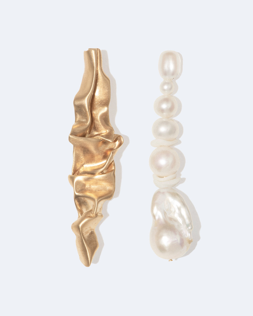 Crumple - Pearl and Ceramic Recycled Gold Vermeil Earrings