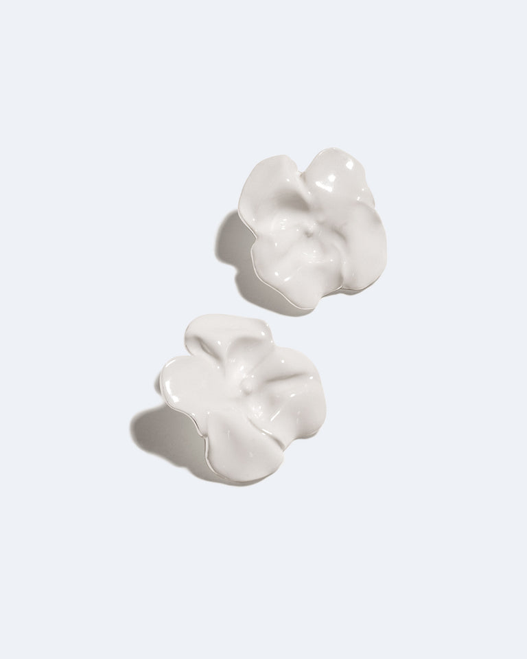 Meringue - White Enamel and Recycled Silver Earrings