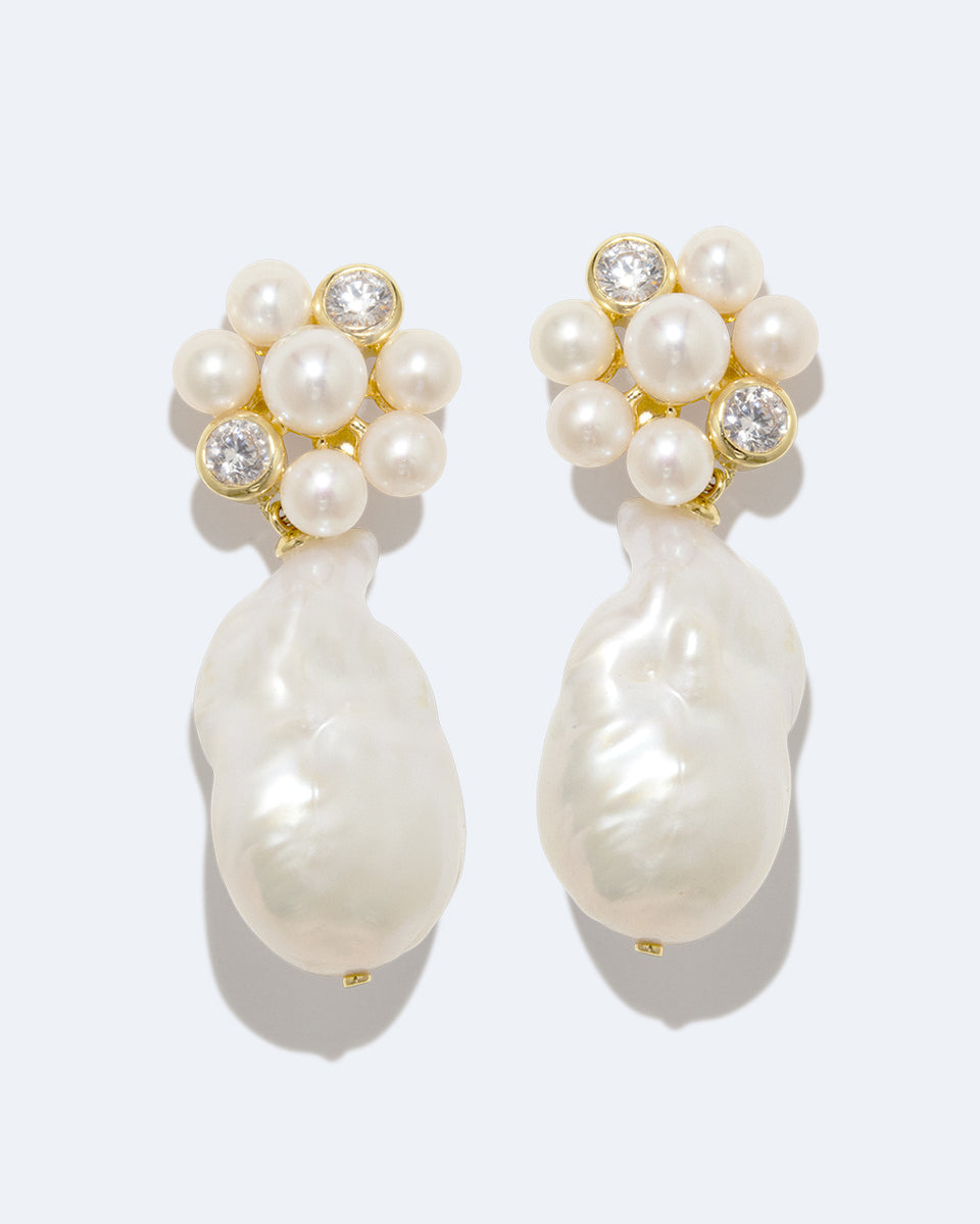 Lightdrops - Pearl and Zirconia Recycled Gold Vermeil Earrings