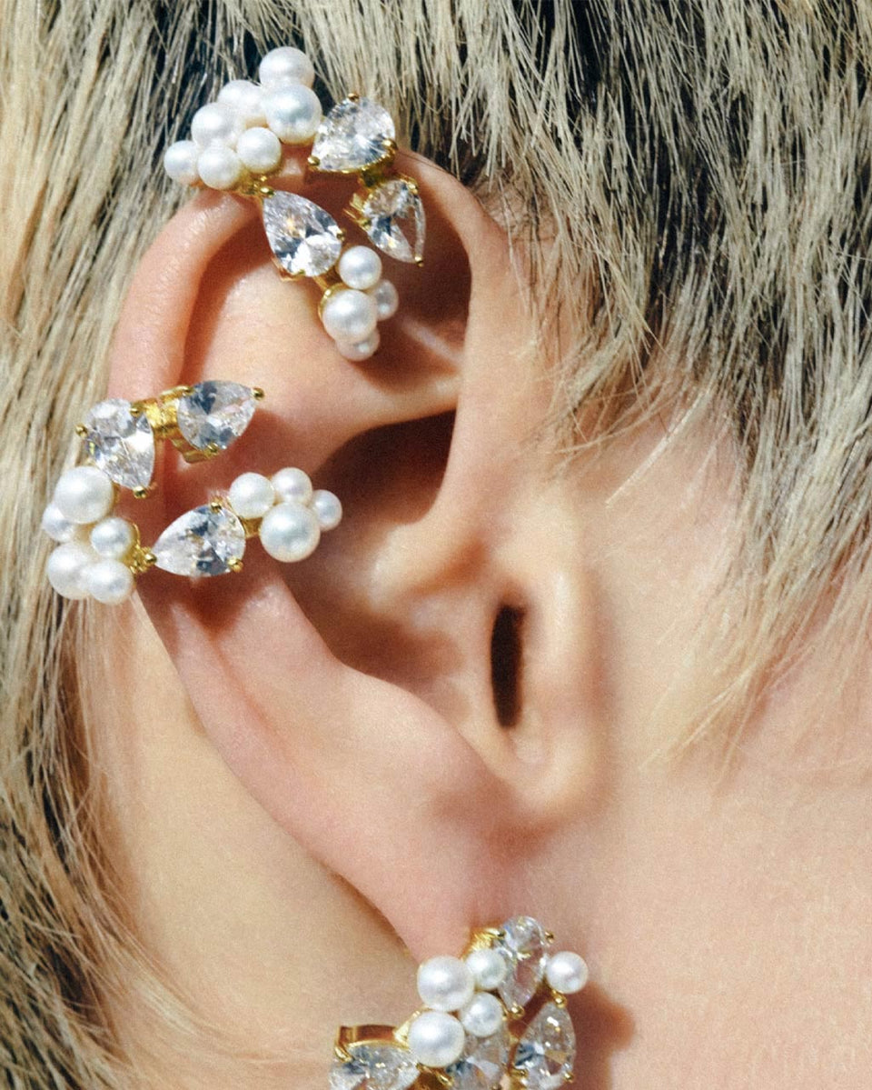 The Breaths We Dare To Take - Pearl and Zirconia Recycled Gold Vermeil Earrings
