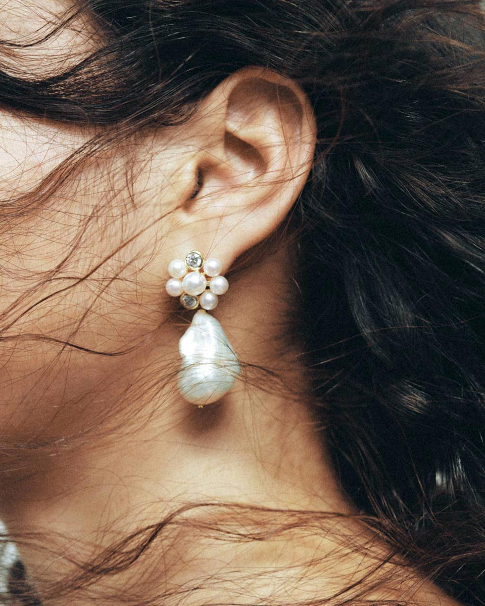 Lightdrops - Pearl and Zirconia Recycled Gold Vermeil Earrings