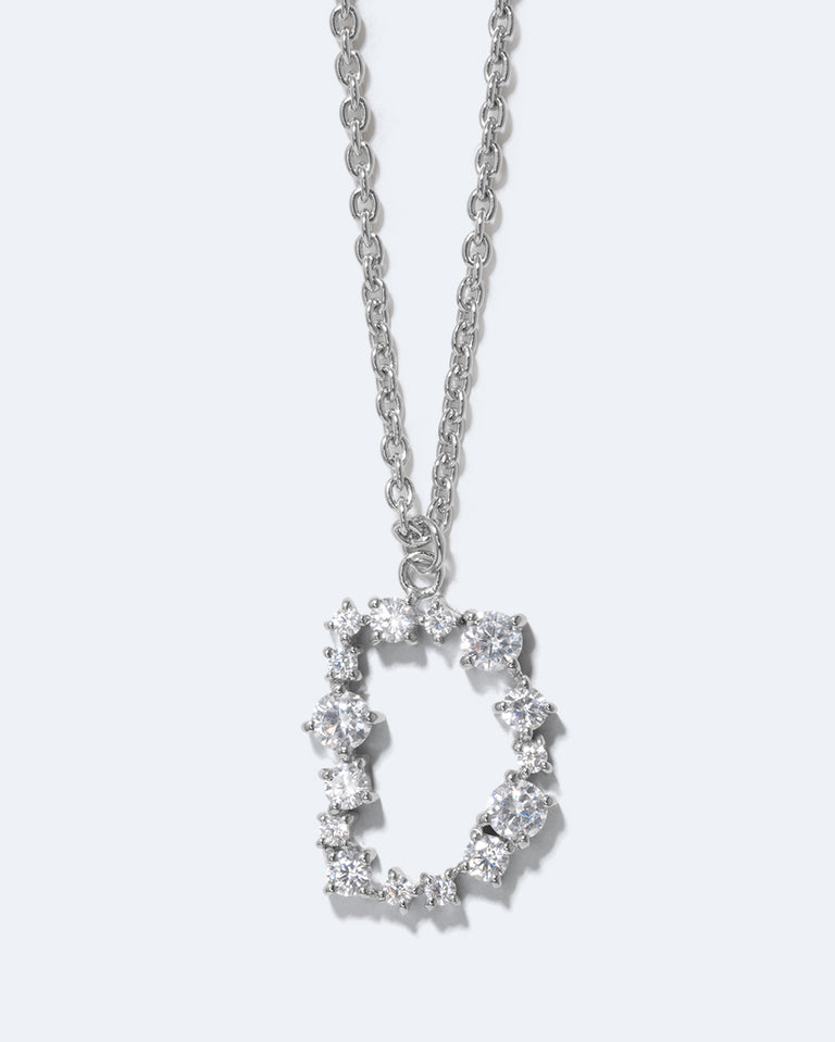 Glitchy D - Pendentif en Zircon Cubique et Plaqué Rhodium