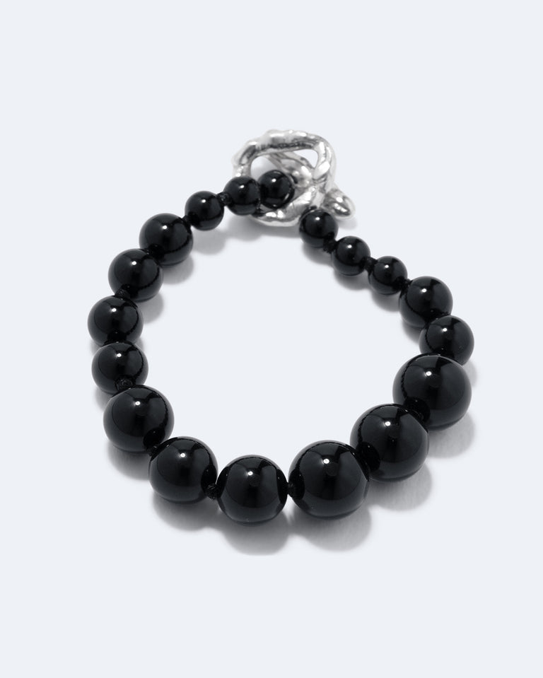 Knee‐Deep In A Bog in North Yorkshire - Black Onyx and Recycled Silver Bracelet