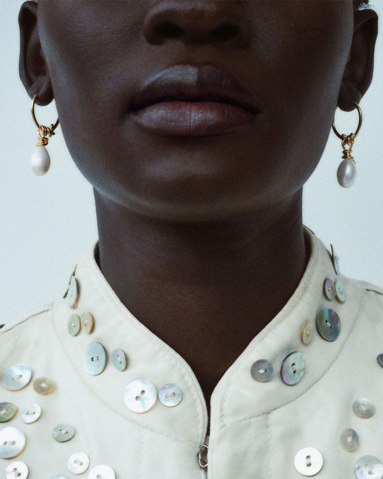 P237 - Boucles d'oreilles perle et vermeil en or recyclé