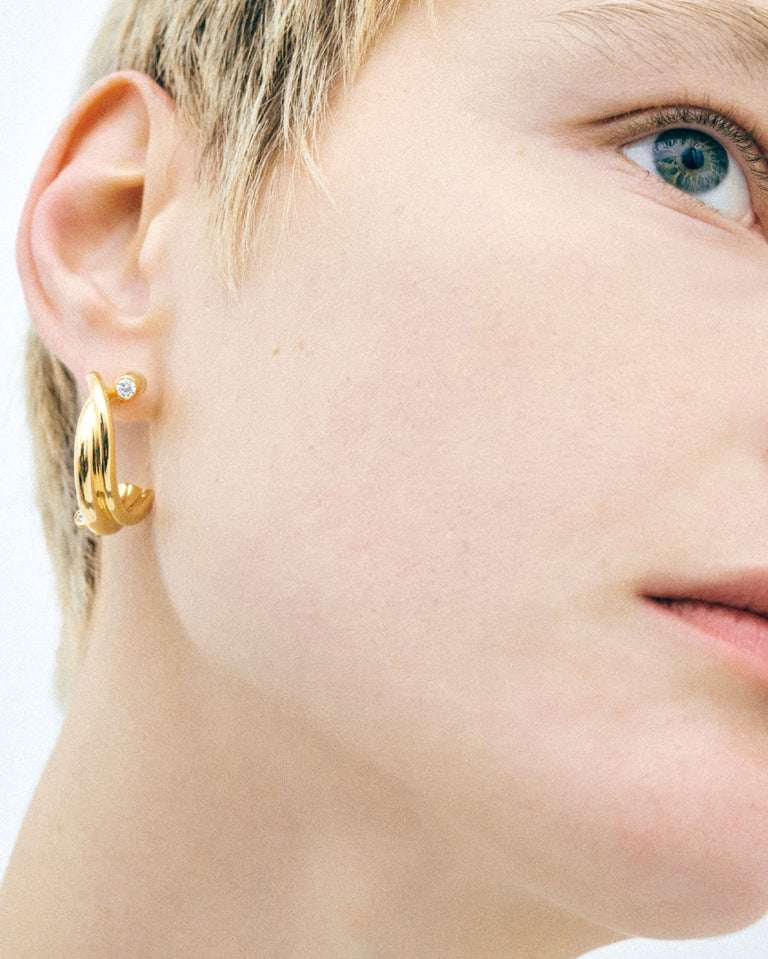 R2201 - Boucles d'oreilles en Zirconium et Vermeil en Or Recyclé