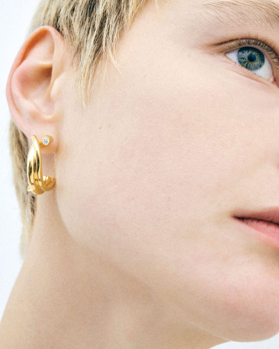 R2201 - Boucles d'oreilles en Zirconium et Vermeil en Or Recyclé