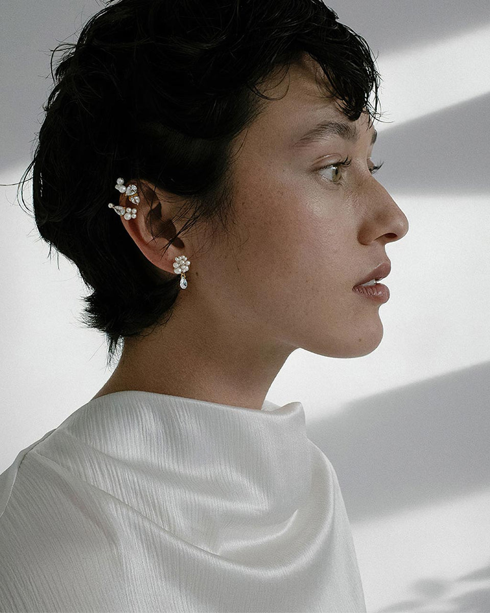 Chasing Shadows III - Pearl and Zirconia Gold Vermeil Ear Cuff