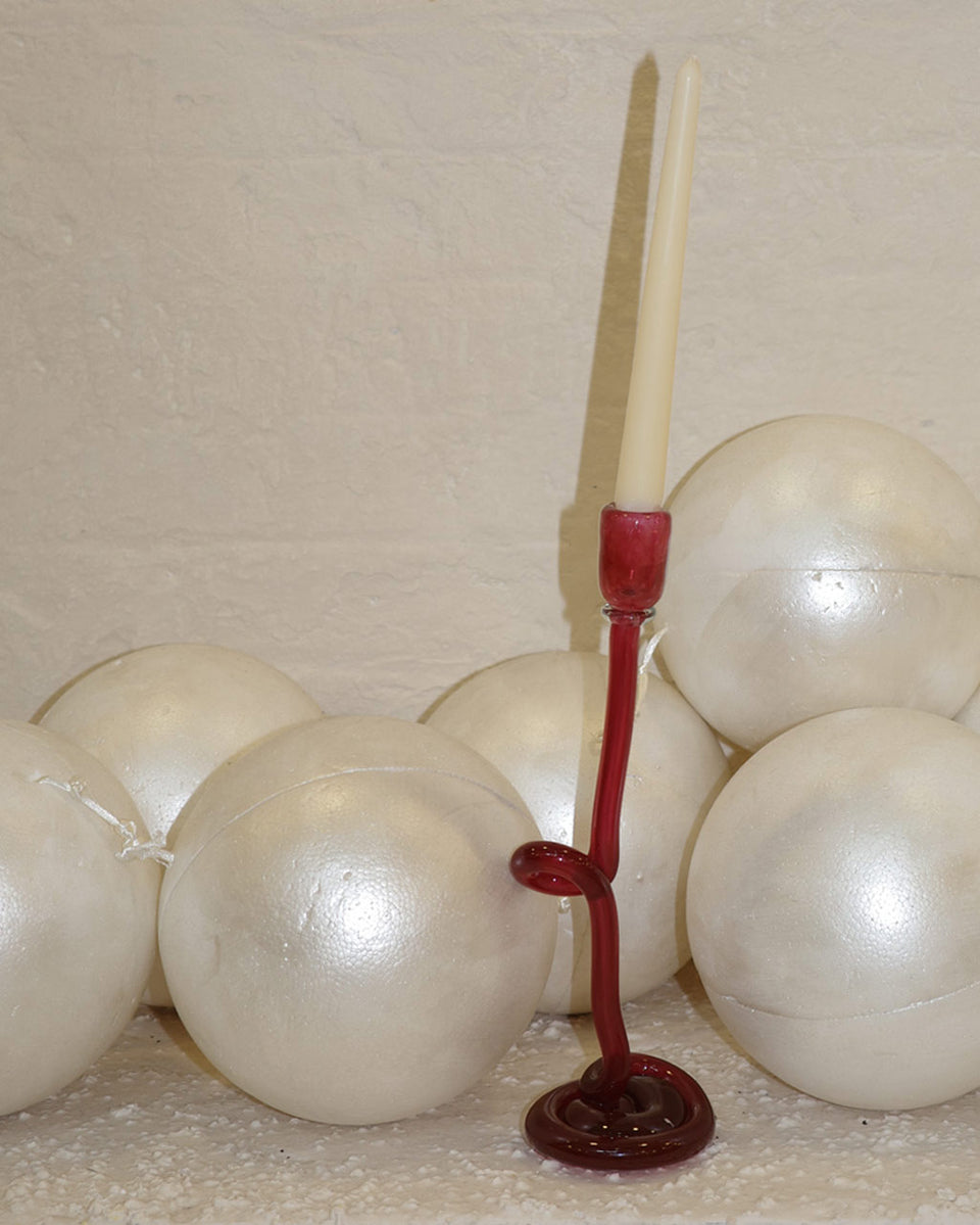 Thaw - Recycled Glass Candlestick in Magenta