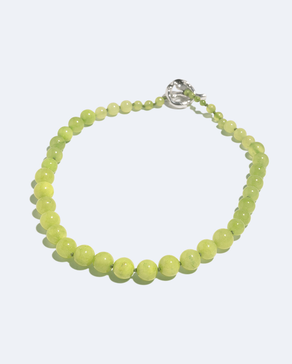 Lime Cordial - Green Calcite and Recycled Silver Necklace