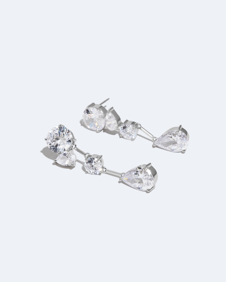 The Torrents That Flow Under The Ice - Zirconia and Recycled Silver Earrings