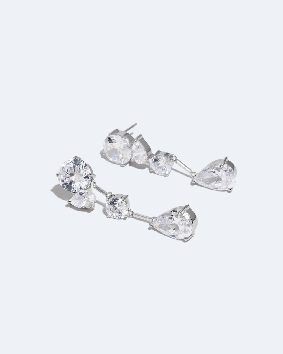 The Torrents That Flow Under The Ice - Zirconia and Recycled Silver Earrings