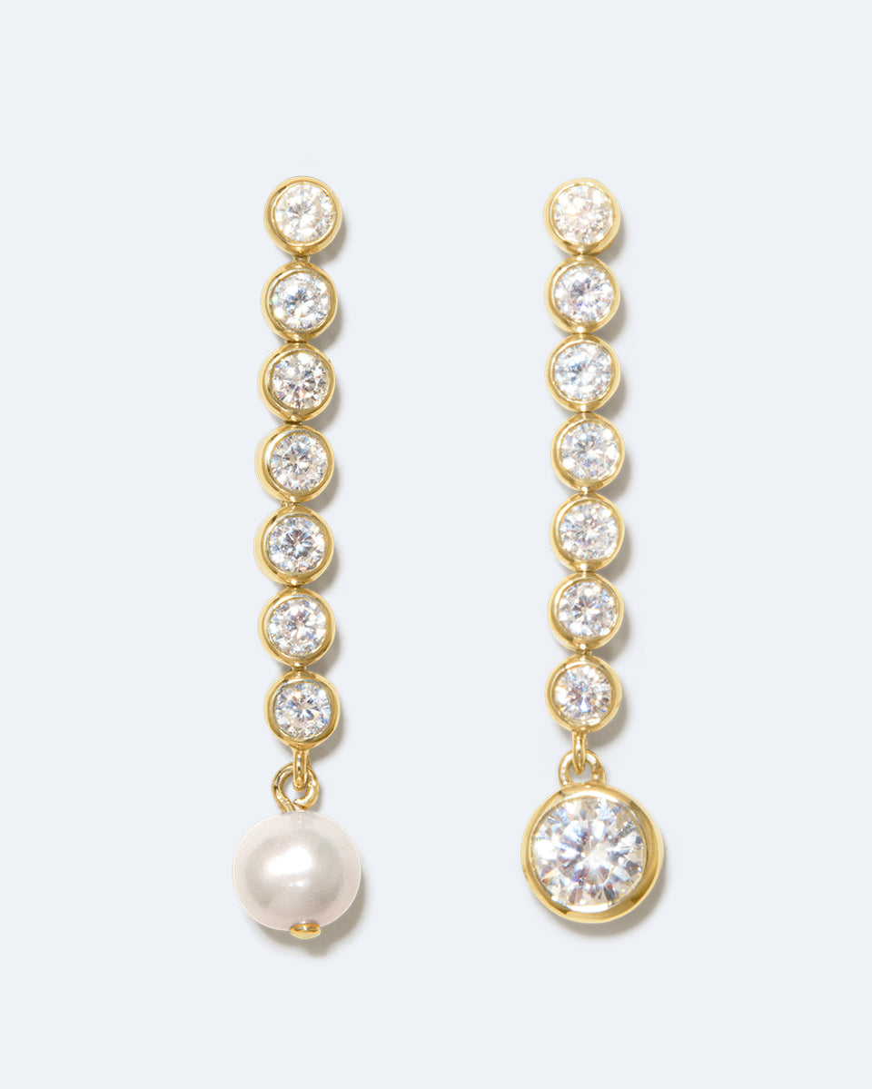 Multiply Zero by Zero and You Get Zero - Pearl and Zirconia Recycled Gold Vermeil Earrings