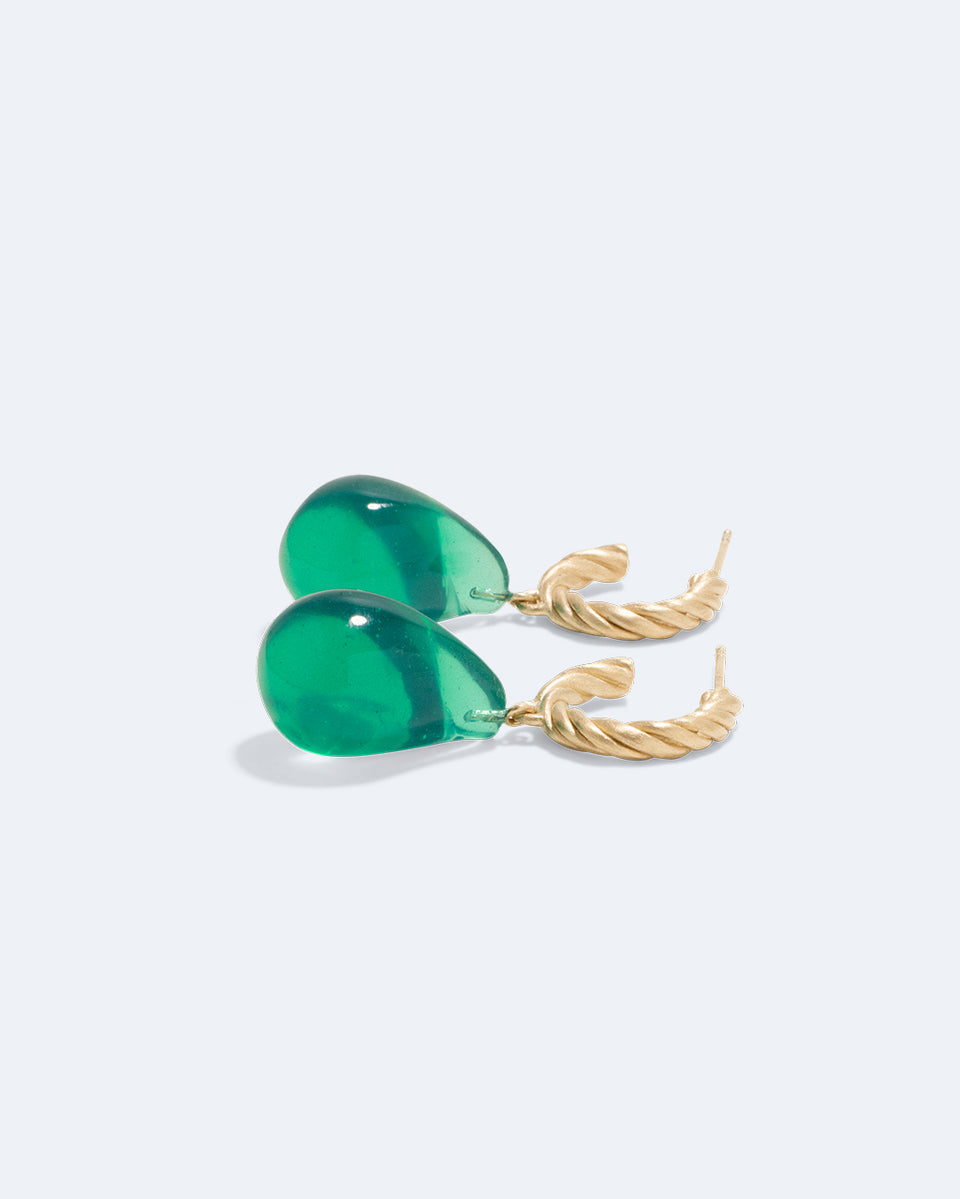 Husband Number Six? - Green Bio Resin and Recycled Gold Vermeil Earrings