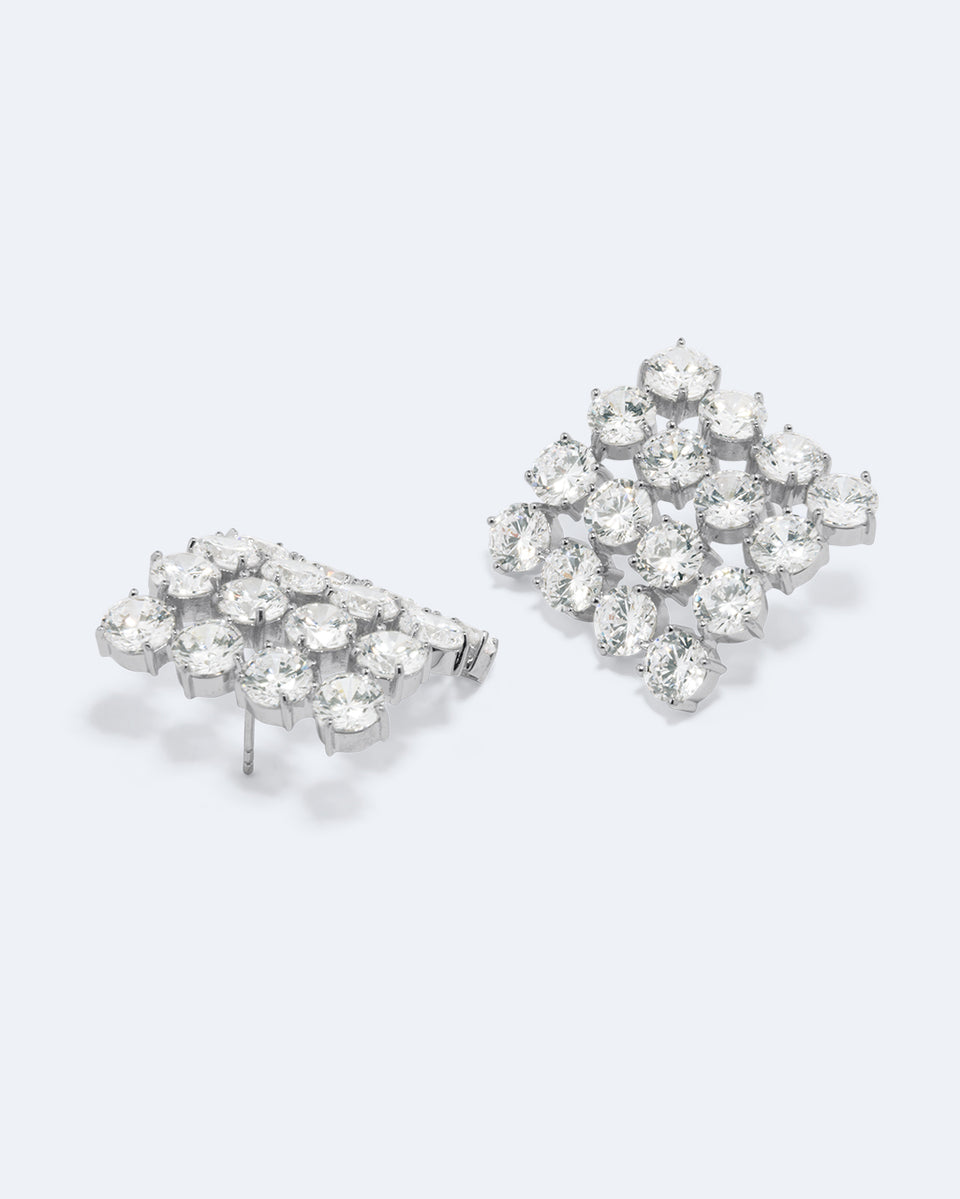Juggernaut - Zirconia and Silver Plated Earrings