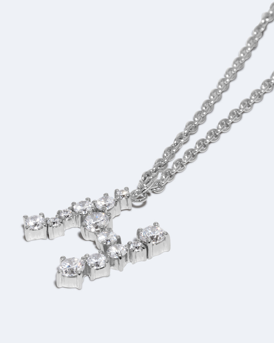 Glitchy H - Cubic Zirconia and Rhodium Plated Pendant