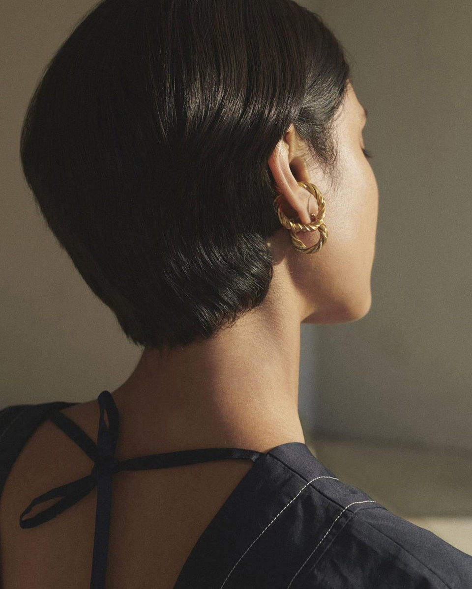Deep State - White Topaz and Gold Vermeil Hoop Earrings