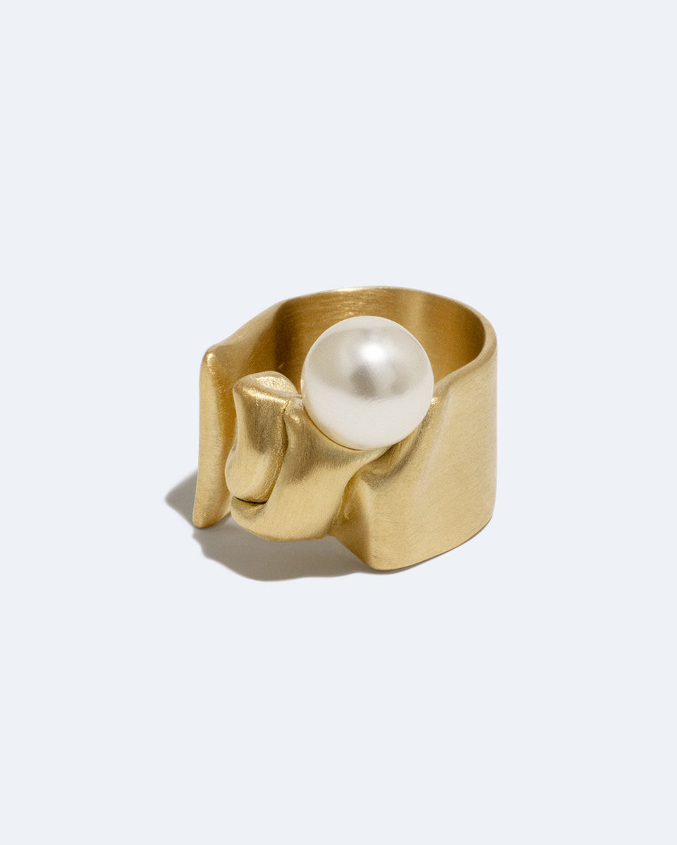 Crumple - Bague en perle et vermeil
